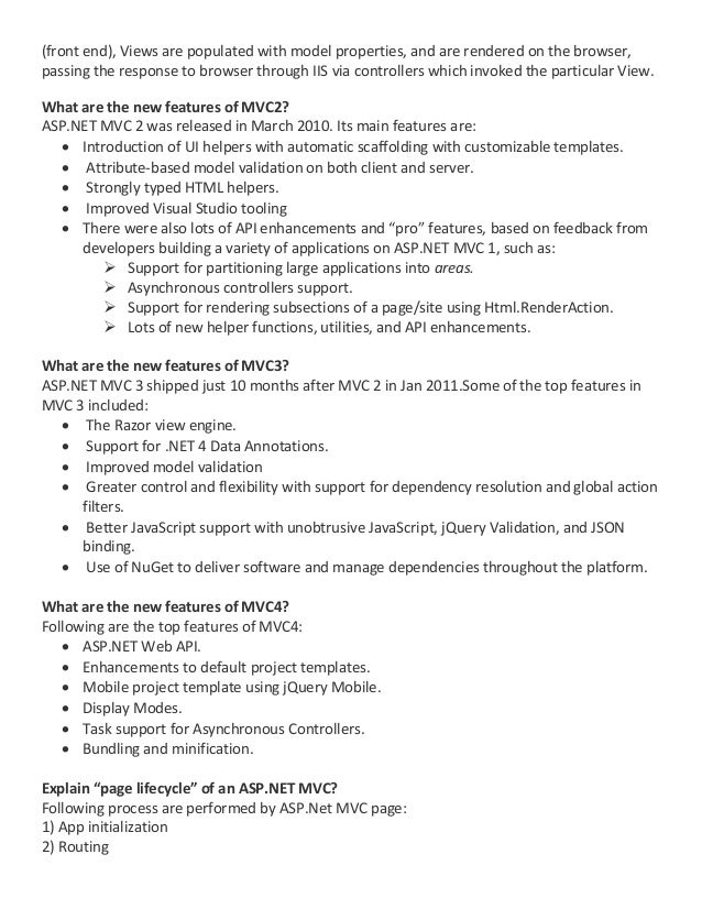 asp net mvc3 interview questions and answers
